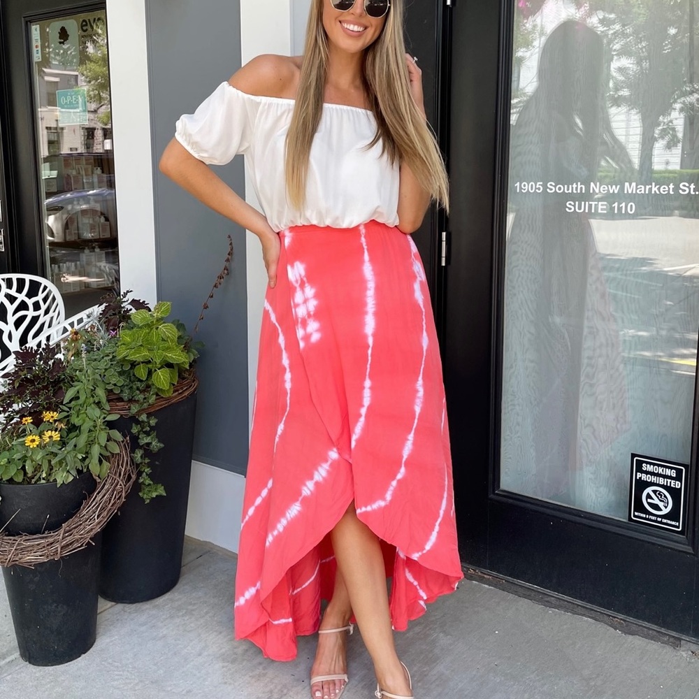 White & coral sun dress